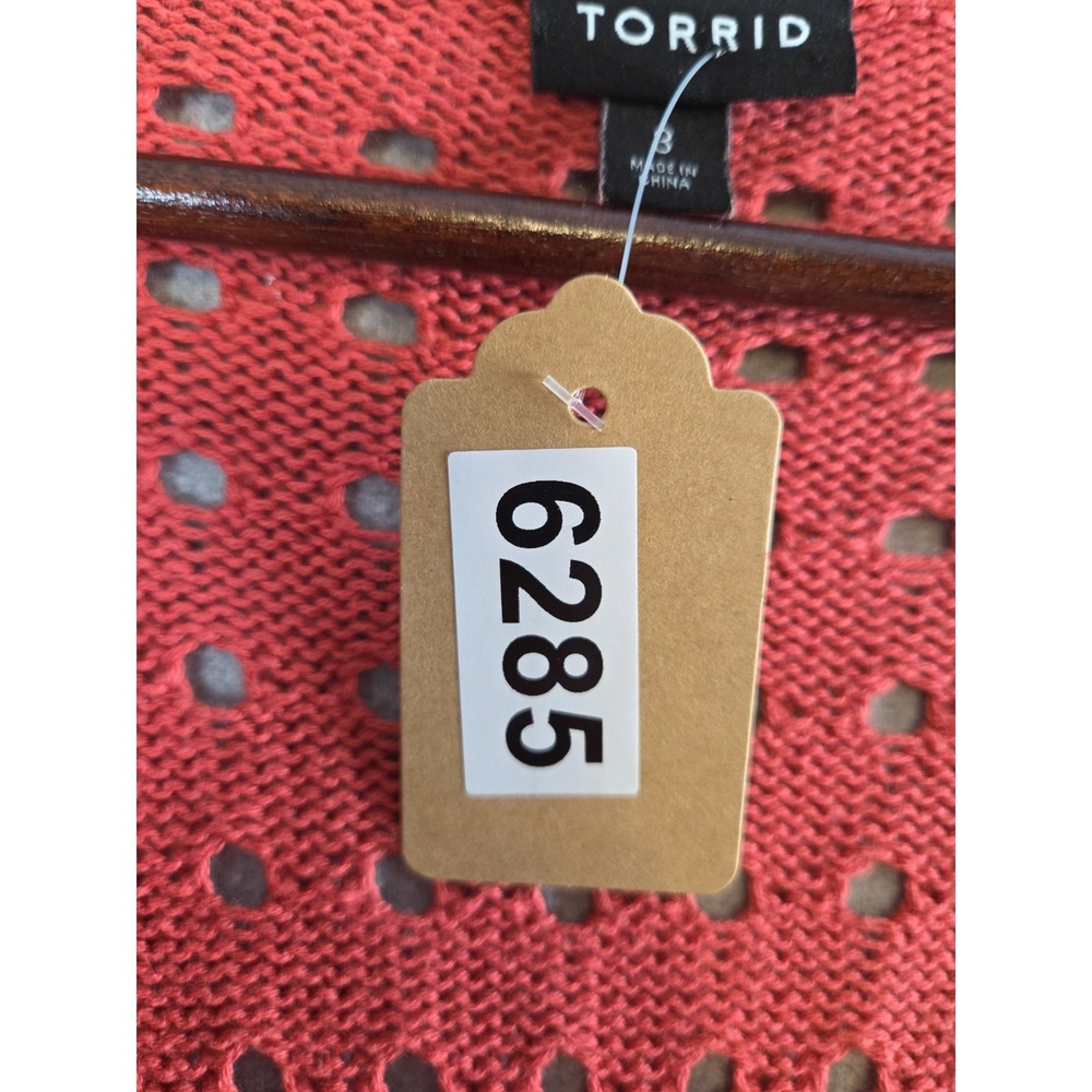 Torrid 3X Cable Crochet Knit Boyfriend Cardigan Sweater Burnt Orange Autumn Y2K - Picture 9 of 9